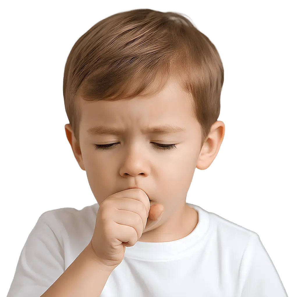 Dečak sa kašljem tokom pregleda kod ORL lekara