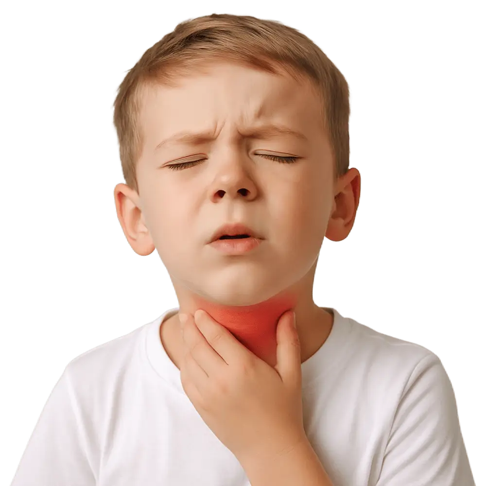 Dečak ima problem sa grlom tokom pregleda krajnika od strane lekara