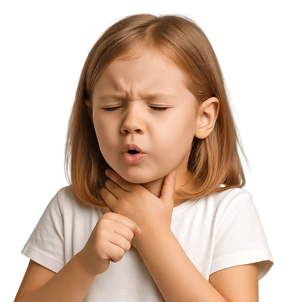 Devojčica srednjeg uzrasta tokom ORL pregleda zbog promuklosti