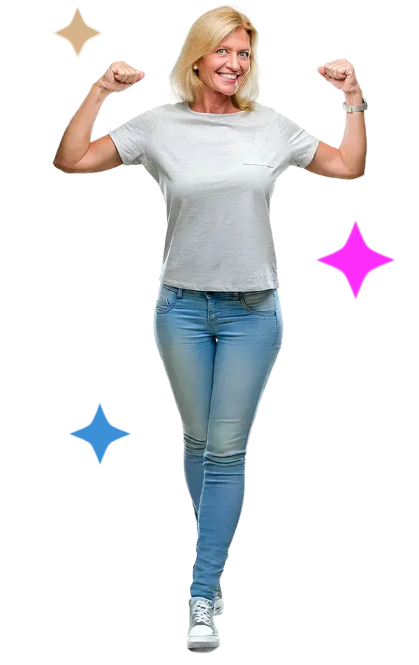 Ilustracija vitalne starije osobe koja pozira uz osmeh