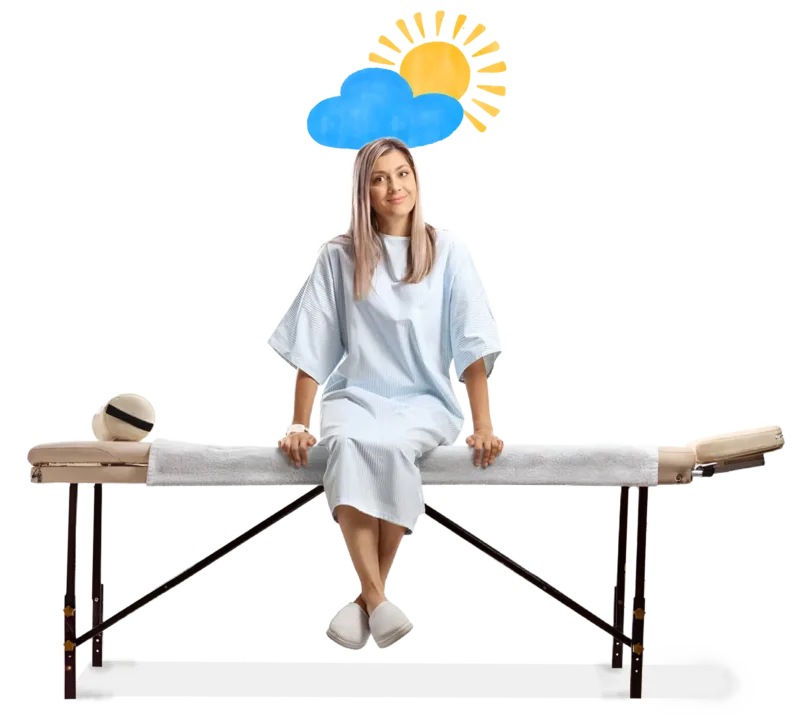 Ilustracija osobe koja se oporavlja od zdravstvenih tegoba